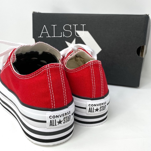 Converse Ctas Platform Layer Canvas Low Enamel Red - Picture 7 of 11